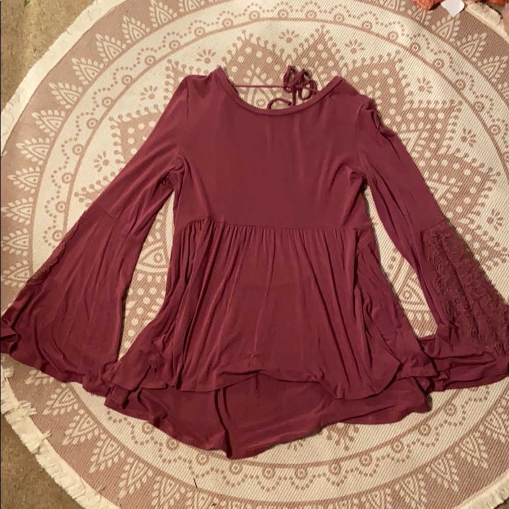 Bell sleeve open back top
